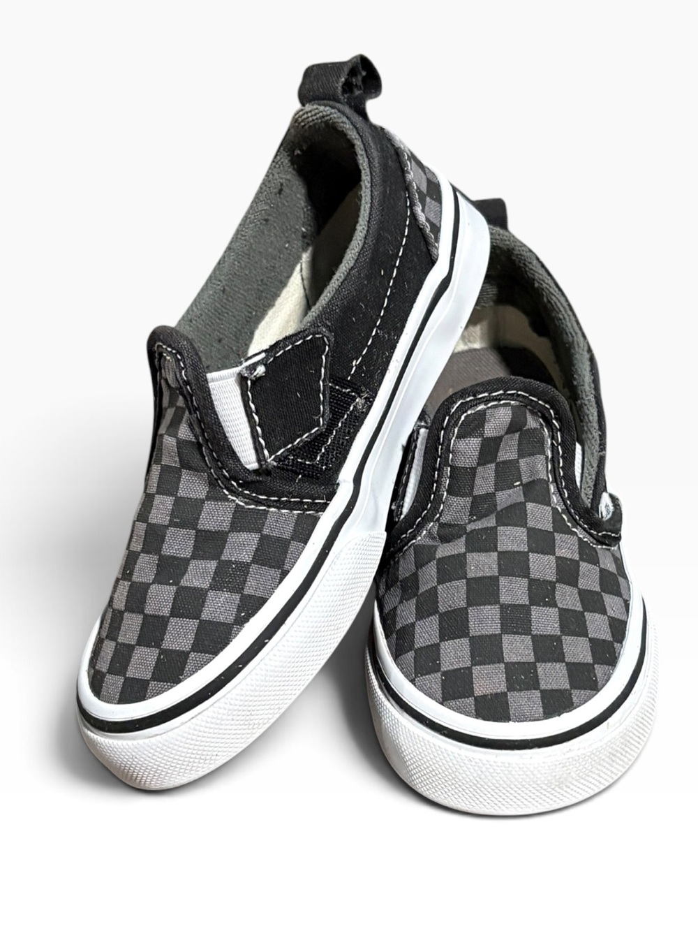 Vans Kids Checkerboard Print Slip On Skateboard Toddler Shoes Size 10